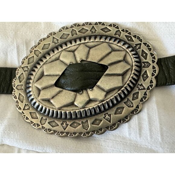Vintage 1960\'s Set Concho Belt & Matching Clip On Earrings Genuine Leather main image 5